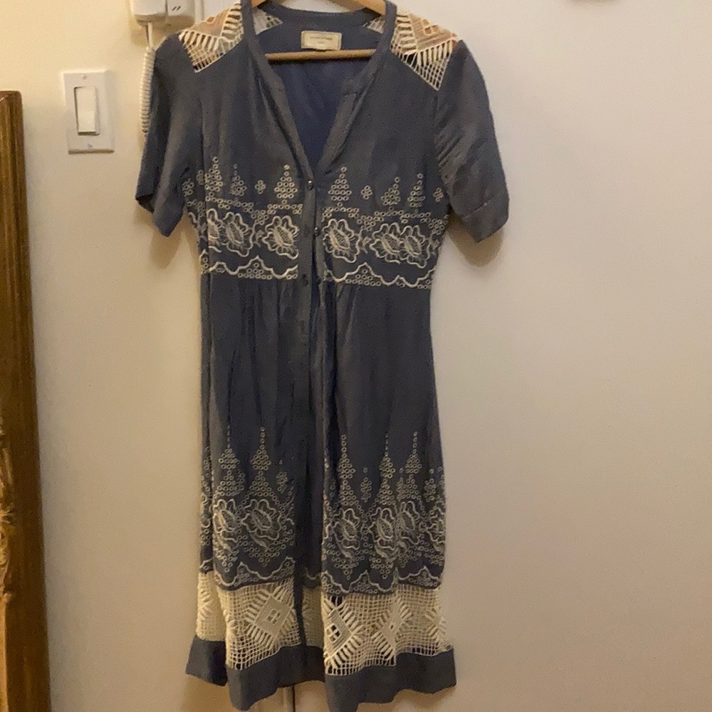 Anthropologie Blue and Lace Dress